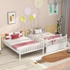 Whisen Full Over Full Rubber Wood Bunk Bed with Trundle, Ladder and Guardrails, Convertible to 2 Full Size Beds - 3 of 4