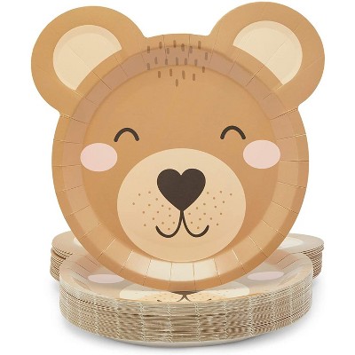 Sparkle and Bash 48 Pack Teddy Bear Disposable Paper Plates for Baby Shower Decorations, 9 x 10 In