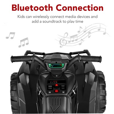 12V Black All-Terrain Kids Ride-On Quad with LED Lights