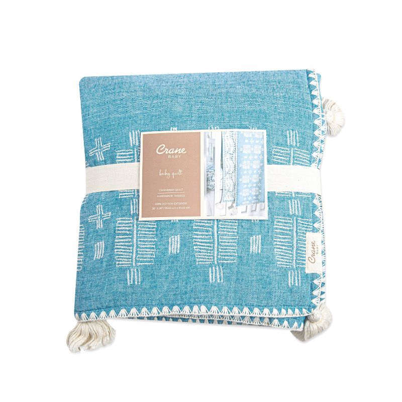 Crane Baby Quilted Baby Reversible Blanket - Caspian Chambray, 5 of 12