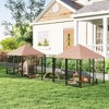 PawHut Dog Kennel Outside, Large Outdoor Dog Kennel with Rotating & Adjustable Height Bowls - 2 of 4