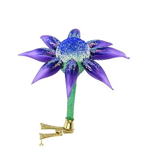 Morawski Purple Pedal & Blue Center Clip On Flower 1 Clip On Ornament 5 Inch, Glass Floral Spring 10226 5.0 Inch Purple Pedal And Blue Center Clip On - 1 of 3