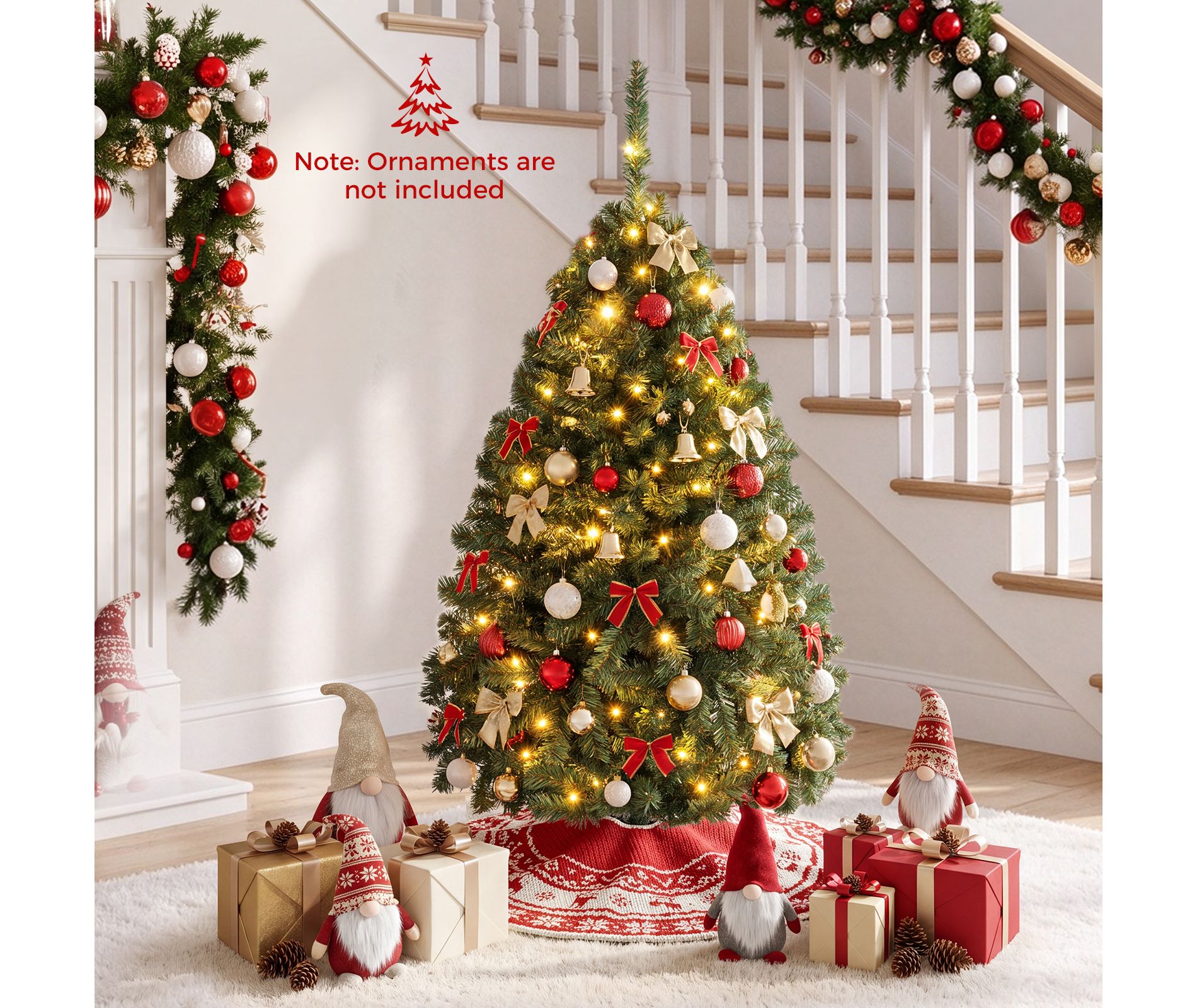 Costway 4Ft Pre-Lit Artificial Christmas Tree Hinged 100 LED Lights