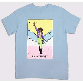 Millennial Loteria Cards Adult La Activist Short Sleeve Graphic T-Shirt - Light Blue