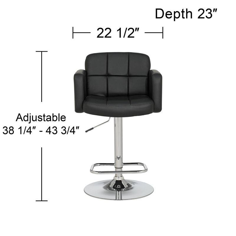 Studio 55D Trek Chrome Swivel Bar Stool 32 3/4" High Modern Adjustable Black Faux Leather Cushion with Backrest Footrest for Kitchen Counter Height, 4 of 10