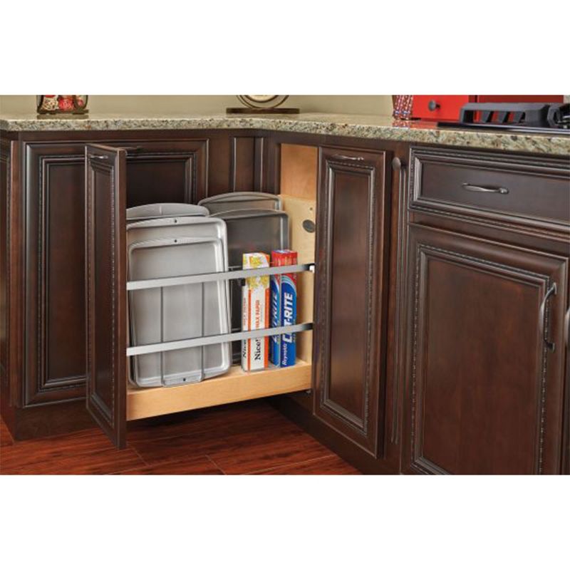 Rev-A-Shelf 447-BCSC-5C Wide Pull-Out Foil, Wrap, Sheet, and Tray Divider Cabinet Organizer for Kitchen Base Cabinets with Soft-Close Slides, 3 of 8