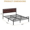 Metal Bed Frame with Upholstered Square Stitched Headboard, Faux Leather Platform Bed Frame, Steel Slats Support, Box Spring Optional - 2 of 4