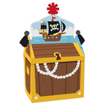 Big Dot of Happiness Pirate Ship Adventures - Treat Box Party Favors - Skull Birthday Party Goodie Gable Boxes - Set of 12