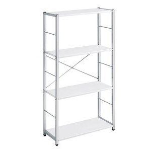 TOAOTBNBO Wide Storage Bookcase with X-shape Crossbars, 4 Tier Wide Bookshelf for Home Wide Open Shelf for Decoration, White - 1 of 4