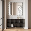 Beautyolove 36 in. W x 36 in. H Square White Wood Framed Wavy Wall Mirror - 3 of 4