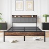 CAVINAS Twin Size Bed Frame, Metal Bed Frame with Storage Headboard & Charging Station, Noise Free - 2 of 4