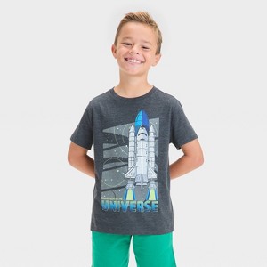 Boys' Short Sleeve 'Travel Across the Universe' Graphic T-Shirt - Cat & Jack™ Black - 1 of 4