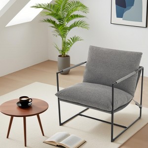 Sling Accent Chair with Metal Frame, Shredded Foam, Linen & Corduroy, 4 Colors - 1 of 4