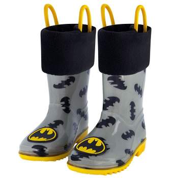 Batman Kid’s Rain Boots with Soft Removable Liner, (Ages 1-8 years)