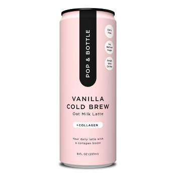 Pop & Bottle Vanilla Cold Brew Oat Milk Latte with Collagen - 8 fl oz Can