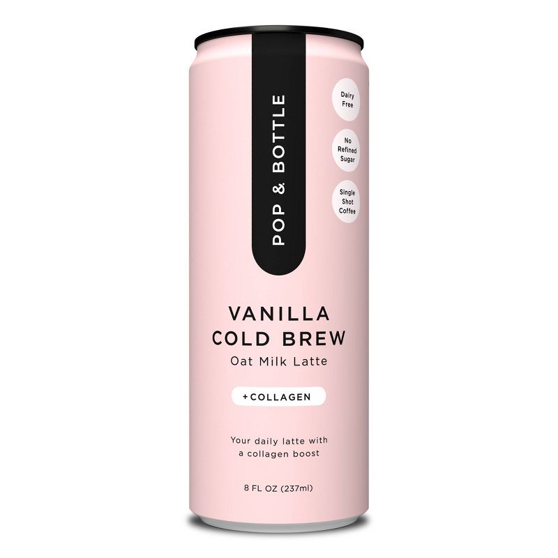 Pop &#38; Bottle Vanilla Cold Brew Oat Milk Latte with Collagen - 8 fl oz Can, 1 of 14