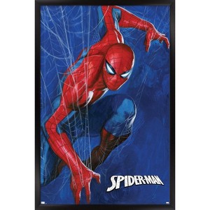 Trends International Marvel Spider-Man: World Of Webs - Posing Framed Wall Poster Prints - 1 of 4