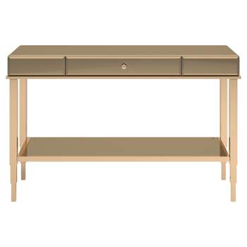 Hutton Glam Mirrored TV Stand Entry Console - Champagne Brass - Inspire Q
