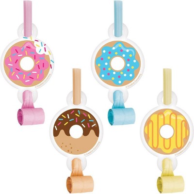 24ct Donut Time Party Blowers: Donut Party Supplies & Favors for Kids Birthday, Multicolor, Creative Converting
