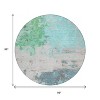 Teal Blue And Green Abstract Washable Indoor Outdoor Area Rug - 3 of 4
