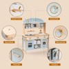 ROBOTIME Luxury Kids Play Kitchen Playset, Wooden Pretend Playset with Microwave Oven, Clock,Towel Rack,Toy for Toddler, Blue, 29.7"*13.8"*38.6" - 2 of 4