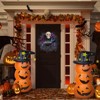 22'' Halloween Wreath, Artificial Halloween Skull Wreath with 3 Color Roses, Purple Halloween Door Wreath Decorations , Halloween Door - 2 of 4