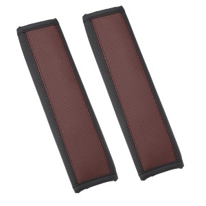 Unique Bargains Universal Seat Belt Shoulder Pad Car Safety Strap Covers Neck Mat for Comfortable Driving Faux Leather Hole 9.65"x2.56" 2 Pcs - 1 of 4