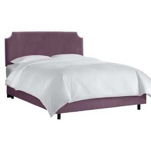 California King Lombard Nail Button Notched Bed Purple Microfiber - Skyline Furniture