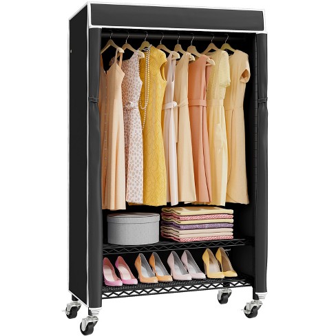 Rolling wardrobe rack with cover new arrivals