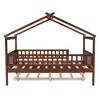 NicBex Full Size Bunk Bed Classic House Shape Loft Bed Draggable Design Pine Bed Frame with Wheels and Guardrails, No Box Spring Required - 3 of 4