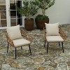 Merrick Lane Set of Two Indoor/Outdoor Boho Style Open Weave Rattan Rope Patio Chairs with Cushions - 4 of 4