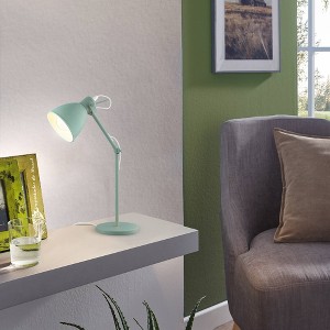 1-Light Priddy-P Desk Lamp Pastel Green - EGLO: Adjustable, ETL Listed, for Study & Work - 1 of 4