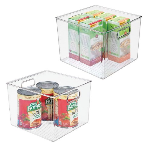 Mdesign Large Plastic Kitchen Pantry Storage Organizer Bin With Handles, 4  Pack - Clear, 10 X 10 X 7.75 : Target