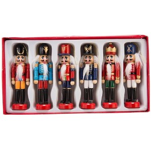 Kurt Adler Wooden Ornaments for Christmas Tree, Multicolored Nutcrackers (Set of 6) - 1 of 4