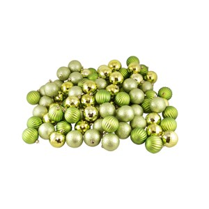 Northlight Shatterproof 3-Finish Christmas Ball Ornaments - 2.5" (60mm) - Kiwi Green - 100ct - 1 of 4