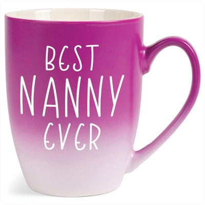 Elanze Designs Best Nanny Ever Two Toned Ombre Matte Pink and White 12 ounce Ceramic Stoneware Coffee Cup Mug