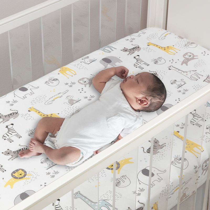 Lambs & Ivy Animal Jungle Soft 100% Cotton Jersey Baby Fitted Crib Sheet, 3 of 7