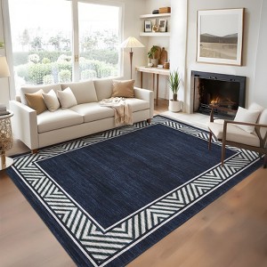 Modern Rugs for Living Room Bordered Floor Mats with Non-Slip Backing - 1 of 4