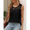 Women's Summer Tank Tops Loose Fit Pleated Tunic Scoop Neck Sleeveless Lace Blouse Flowy Curved Hem Casual Dressy Tops - 2 of 4