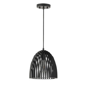 Modern Black Dome Pendant Light, Sculptural Cage Hanging Fixture for Kitchen Island or Dining Room - 1 of 4