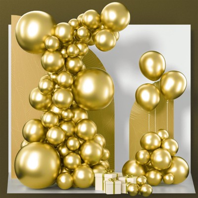 PartyWoo Balloons Metallic Gold Gold 18 12 10 5 Inch 100 pcs