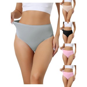 Allegra K Women's High Waist Tummy Control Stretch T-back Breathable Comfortable Thongs Multicolored - 1 of 4