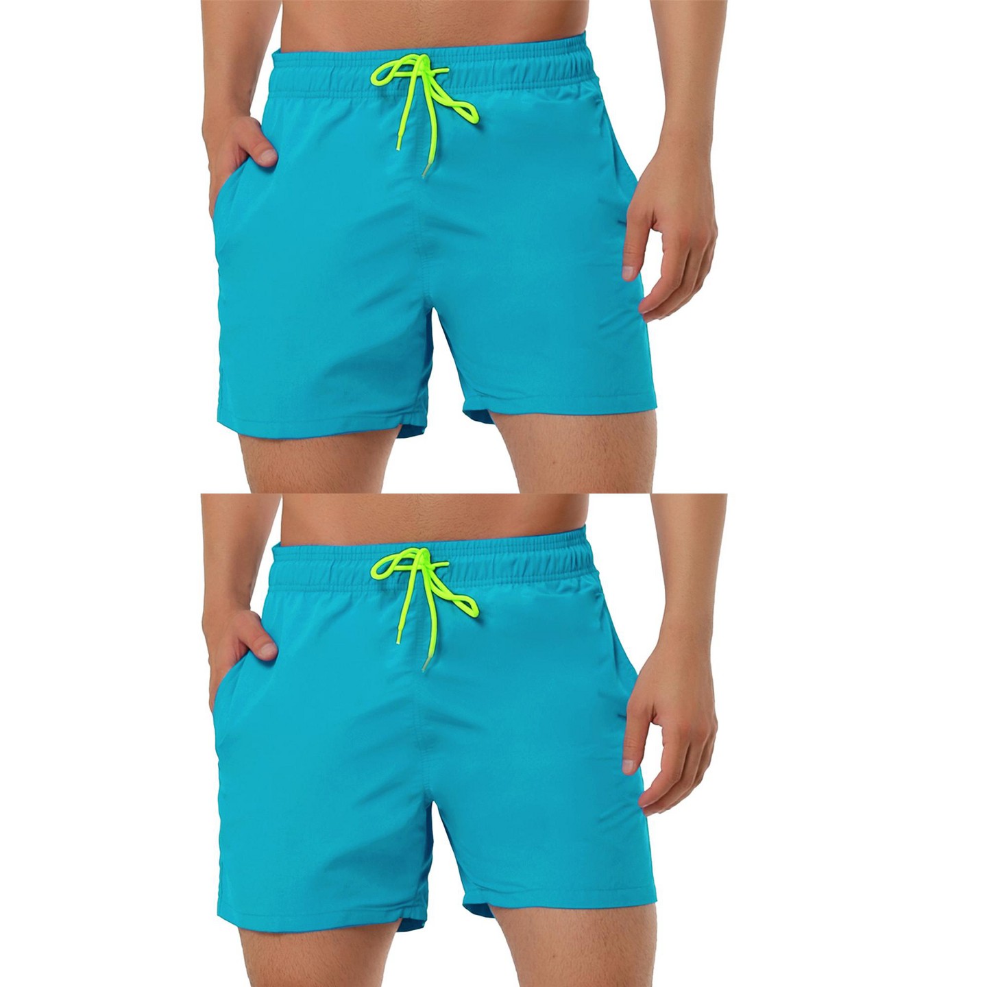 Мужские шорты Lars Amadeus Solid Color Lightweight Summer Surfing Beach Swim Shorts 2 Packs Gray 32, цвет: Синий — фото 1