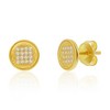 Bella Silver Sterling Silver, Round Pave CZ Necklace  & Earrings Set - Gold Plated - Gold - 16+2 Inch - 2 of 4