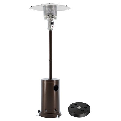 JIONJOY Brown Propane Patio Heater with Double Heating Grid and Wheels for Outdoor Use - Sandbox