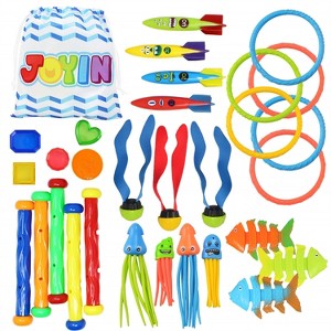 Joyfy 30 Pcs Diving Pool Toys for Kids Ages 3-12 Jumbo Set with Storage Bag Pool Games Summer Swim Water Fish Toys - 1 of 4