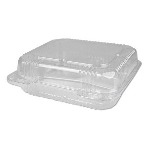 Durable Packaging Plastic Clear Hinged Containers, 3-Compartment, 5 oz/5 oz/15 oz, 8.88 x 8 x 3, Clear, 250/Carton - 1 of 1