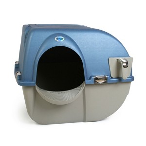 Omega Paw PR-RA15-1 Roll 'N Clean Self Cleaning Litter Box with Integrated Litter Step and Unique Sifting Grill, Regular, Pearl Blue - 1 of 4