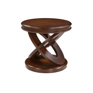SEVOBAL Retro Round Wooden End Table Quick Assembly with Sturdy and Durable X Shape for Indoor and Outdoor Use, Brown, 26"*26"*9" - 1 of 4