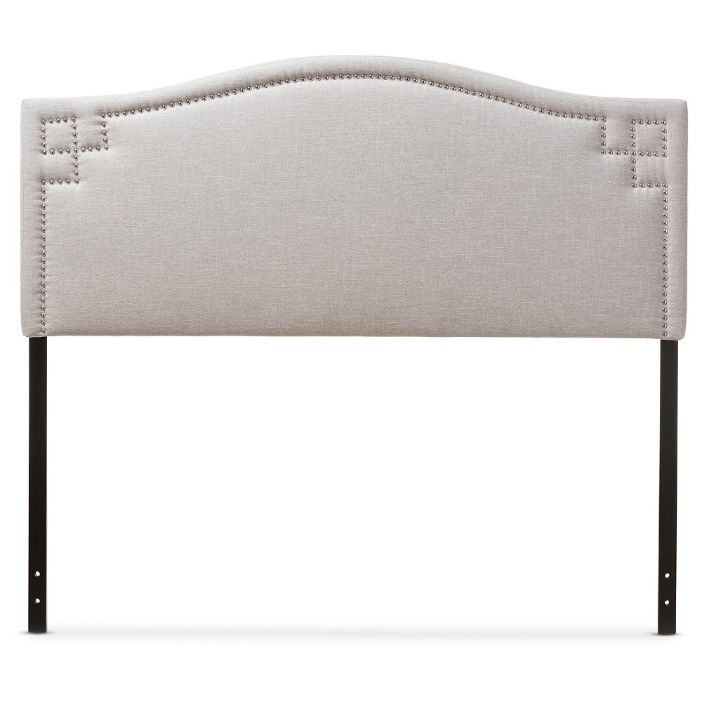 Photos - Bed Frame Full Aubrey Modern And Contemporary Fabric Upholstered Headboard Grayish B